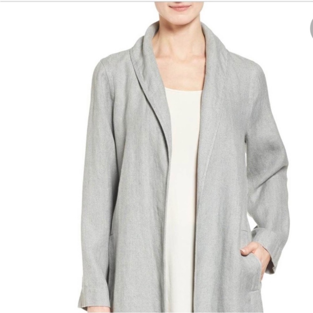 Eileen Fisher organic cotton linen coat Petite L